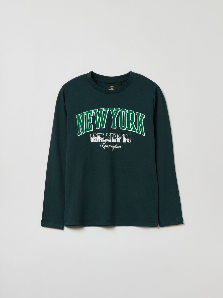 T-shirt a maniche lunghe stampa New York_1