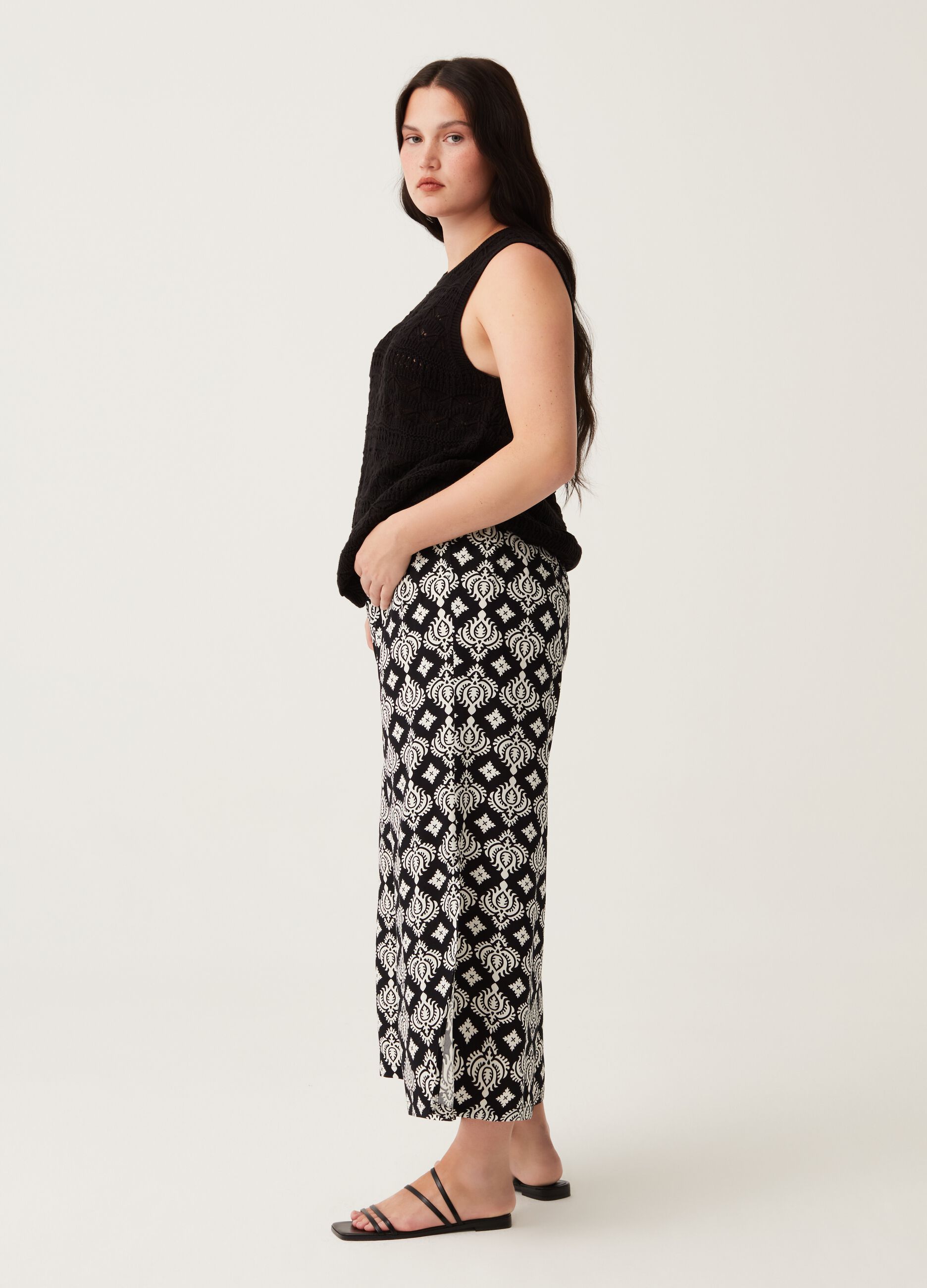 Pantaloni wide leg con spacchi Curvy MYA_0