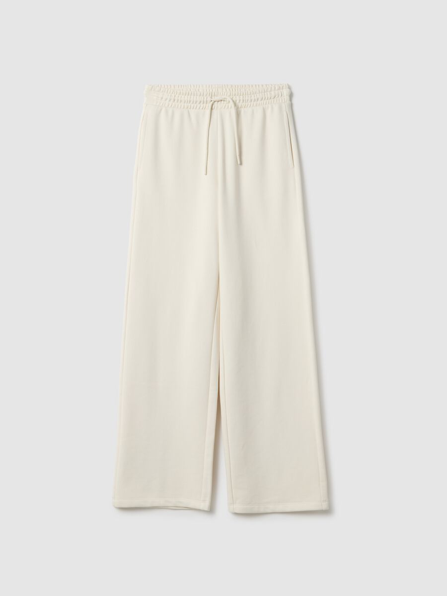 White regular fit cotton blend jogger trousers_4