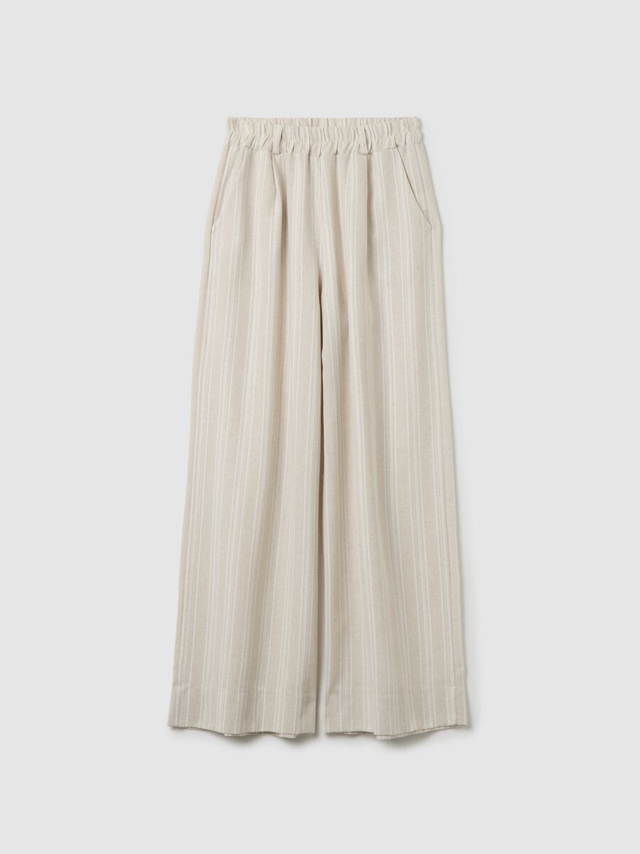 Women's beige cotton-blend trousers regular fit_0
