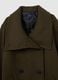 Green high collar regular fit coat with double buttons_1
