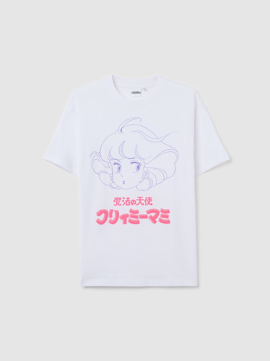 White T-shirt in cotton with Creamy Mami print_4