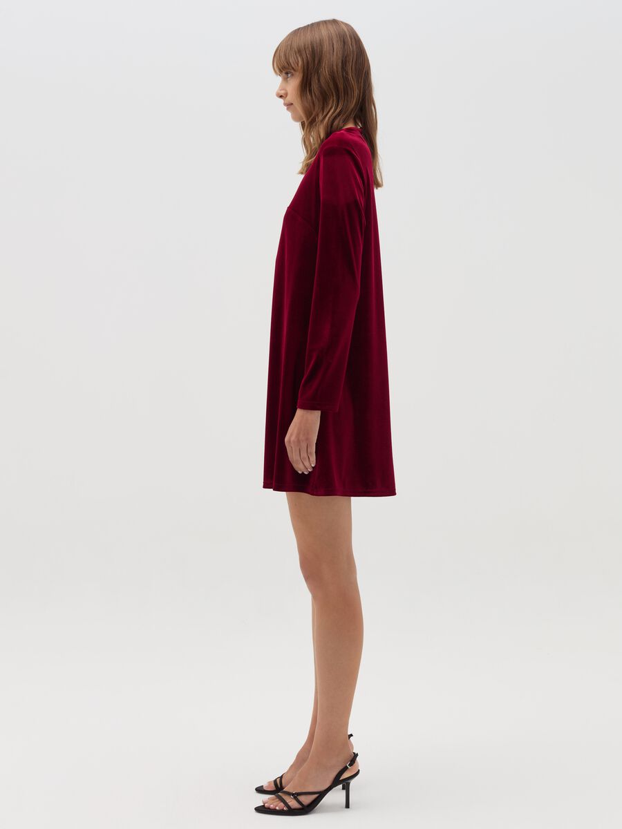 Short dress in velvet with long sleeves_1