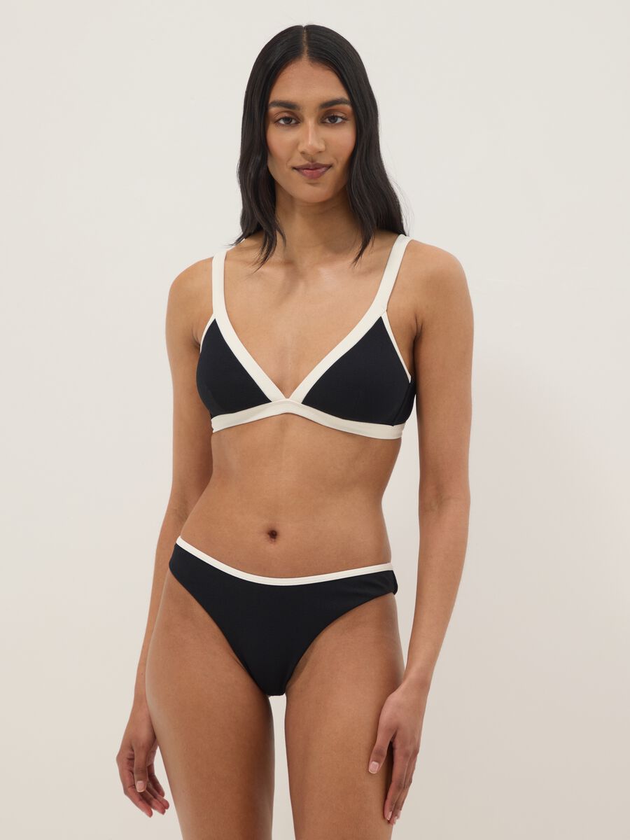 Black stretch swim briefs with white trim_0