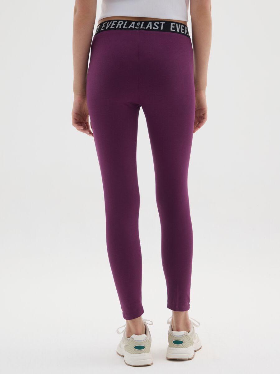 Purple stretch cotton leggings regular fit_2