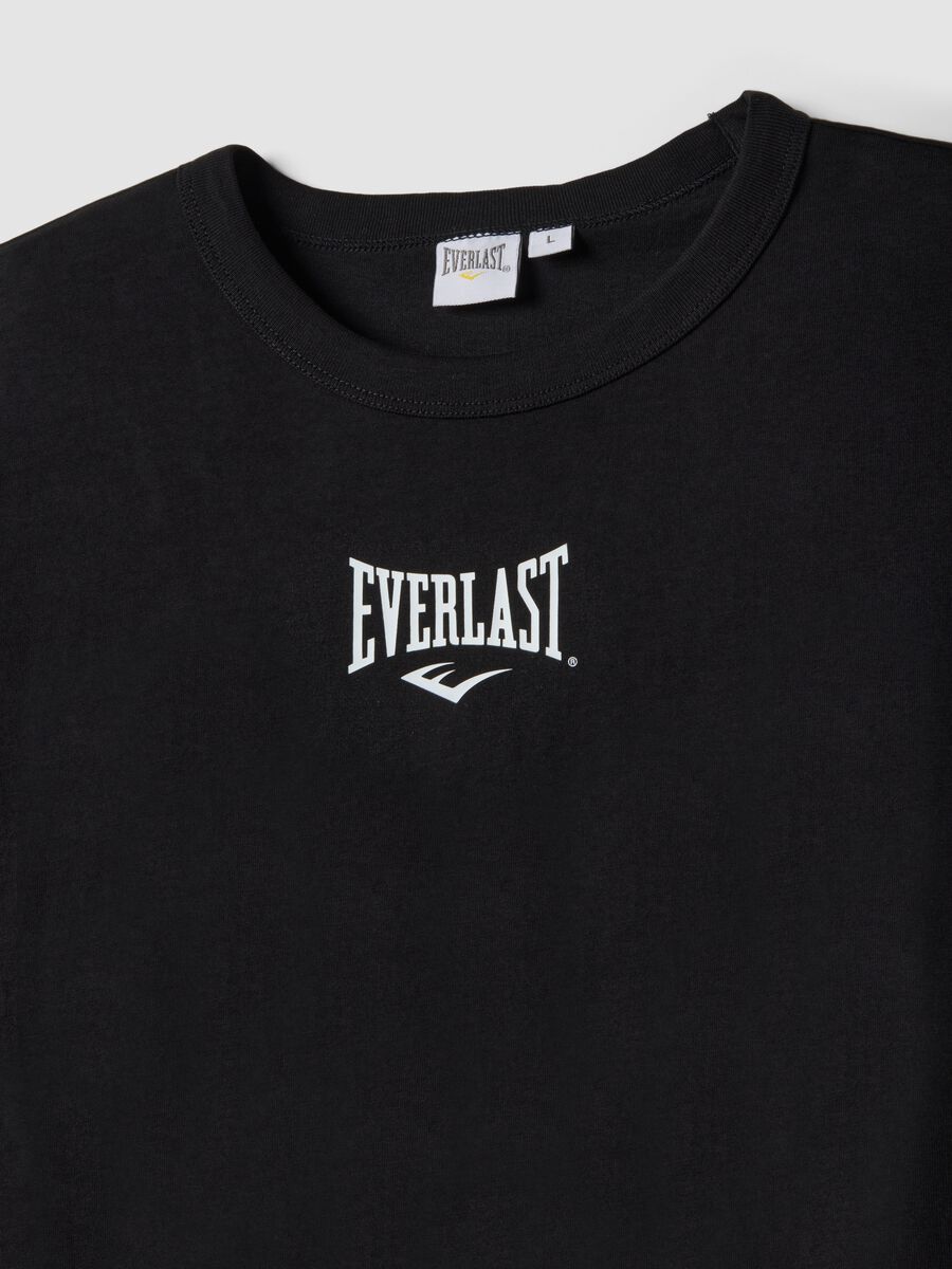 Black regular fit pure cotton t-shirt with Everlast logo_5