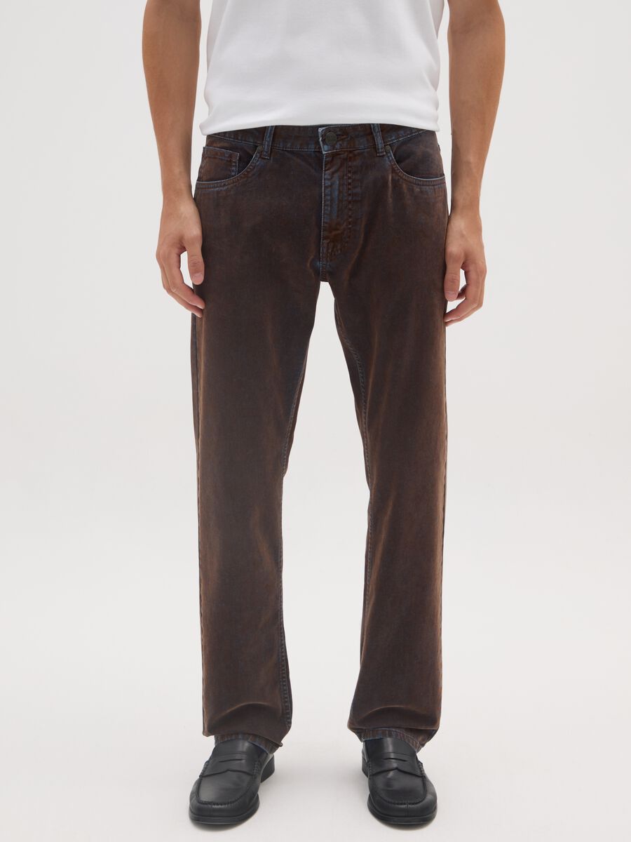Brown pure cotton regular fit jeans_1