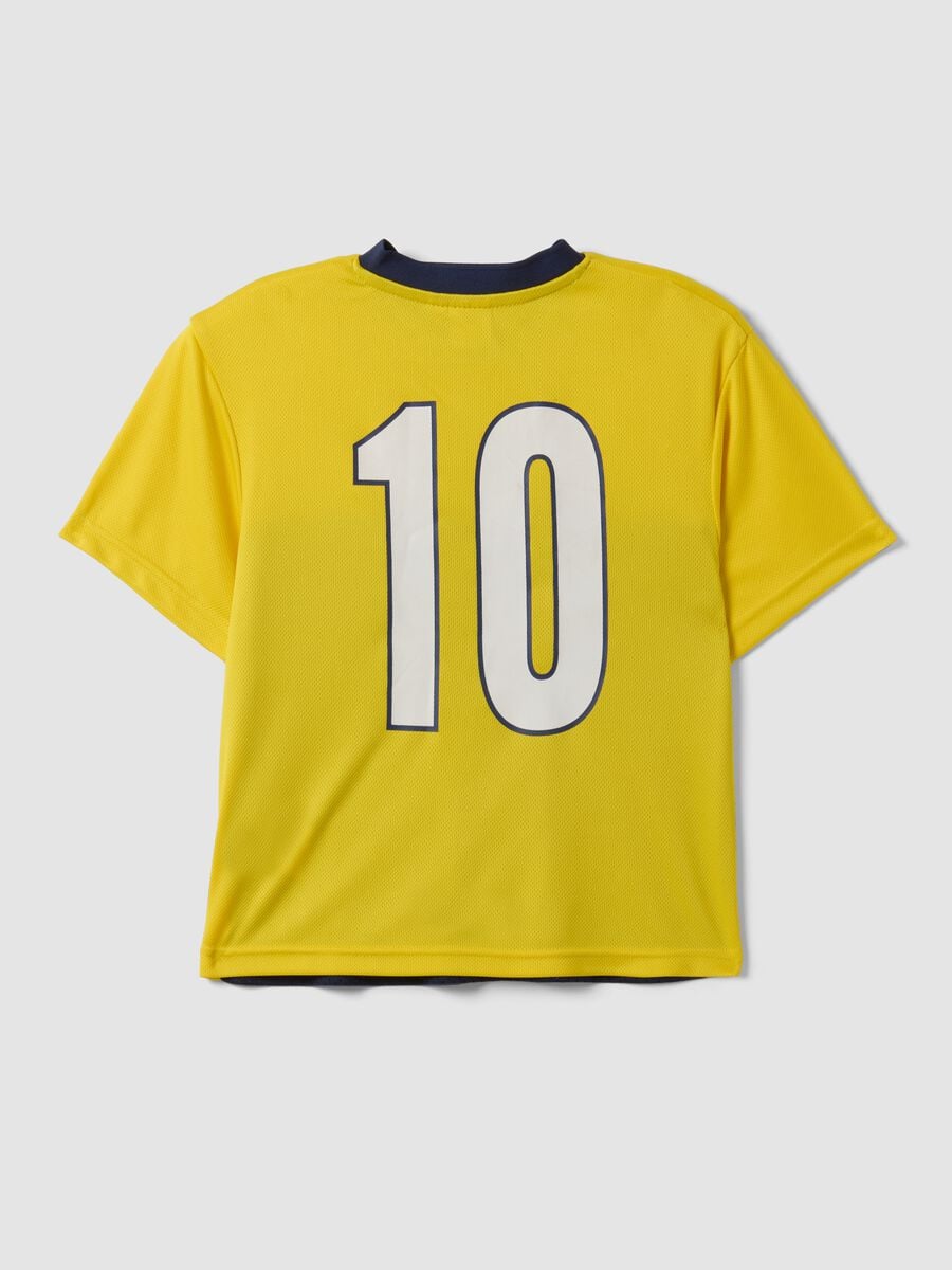 Yellow and blue regular-fit T-shirt with perforated insert for boys_1