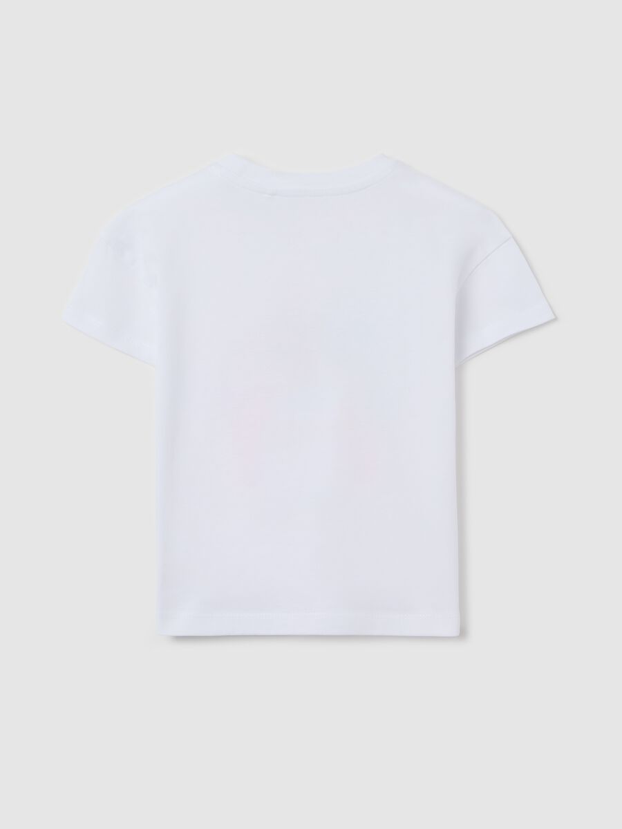 White cotton T-shirt with print_1