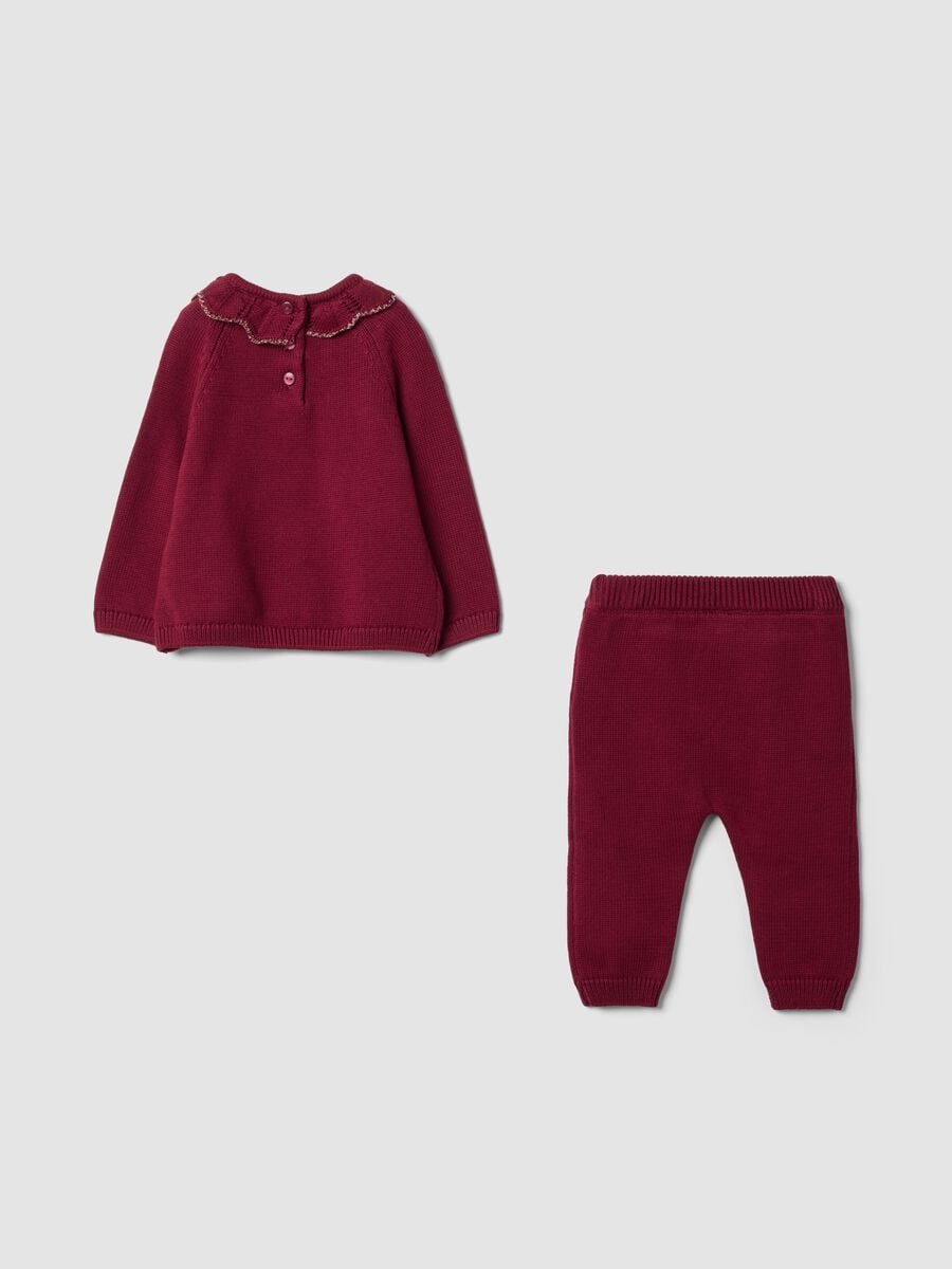 Pink organic cotton set with ruffle collar_1