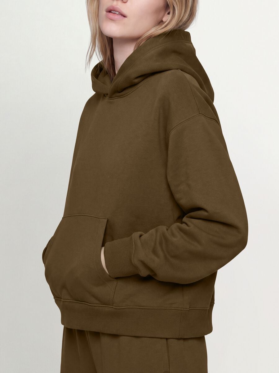 Felpa verde in misto cotone con cappuccio regular fit_1