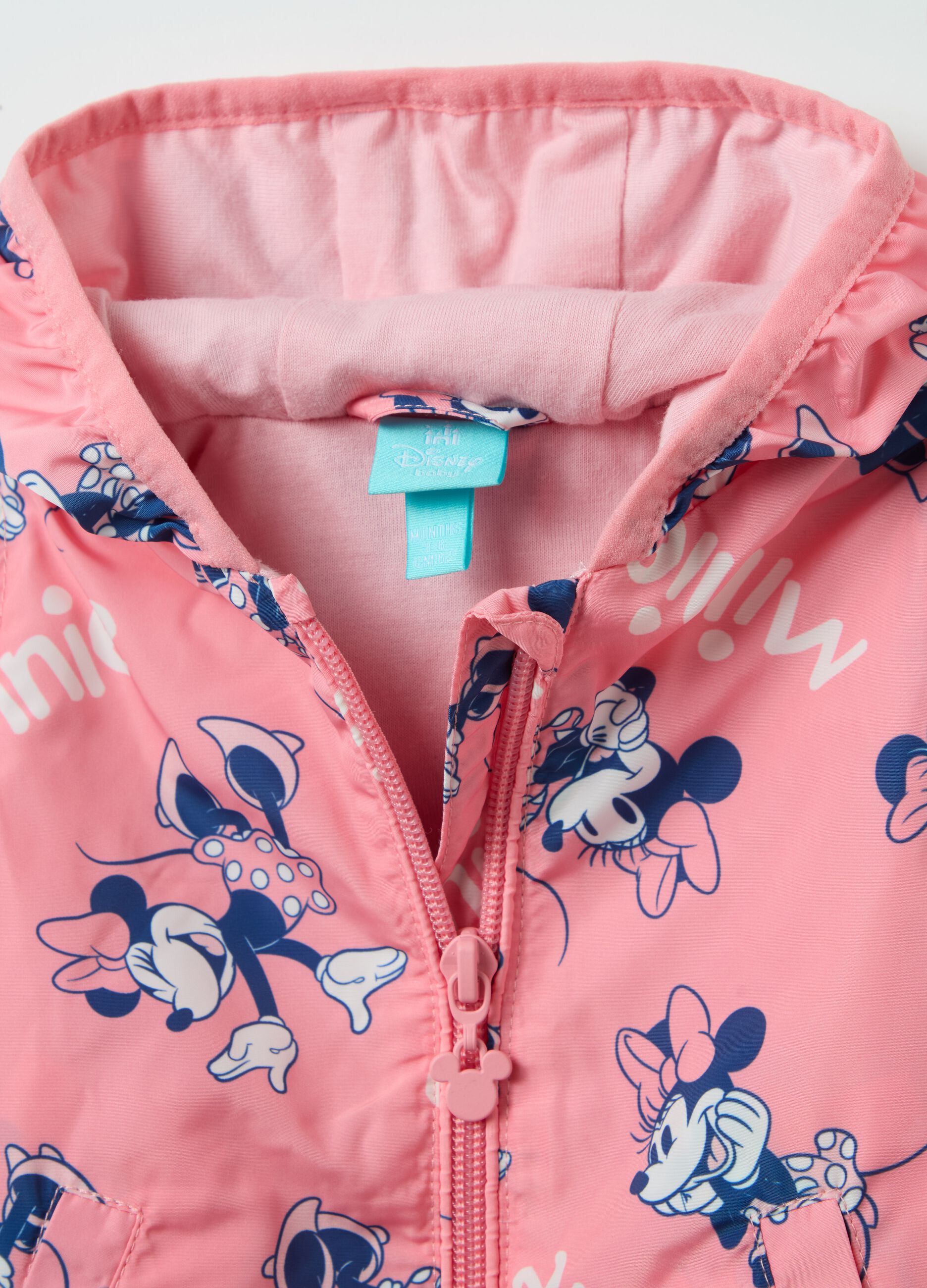 Giacca impermeabile con cappuccio stampa Minnie