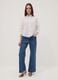 Camicia bianca traforata in puro cotone con collo coreano regular fit_1