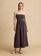 Brown maxi dress in stretch cotton, regular fit, strapless_0