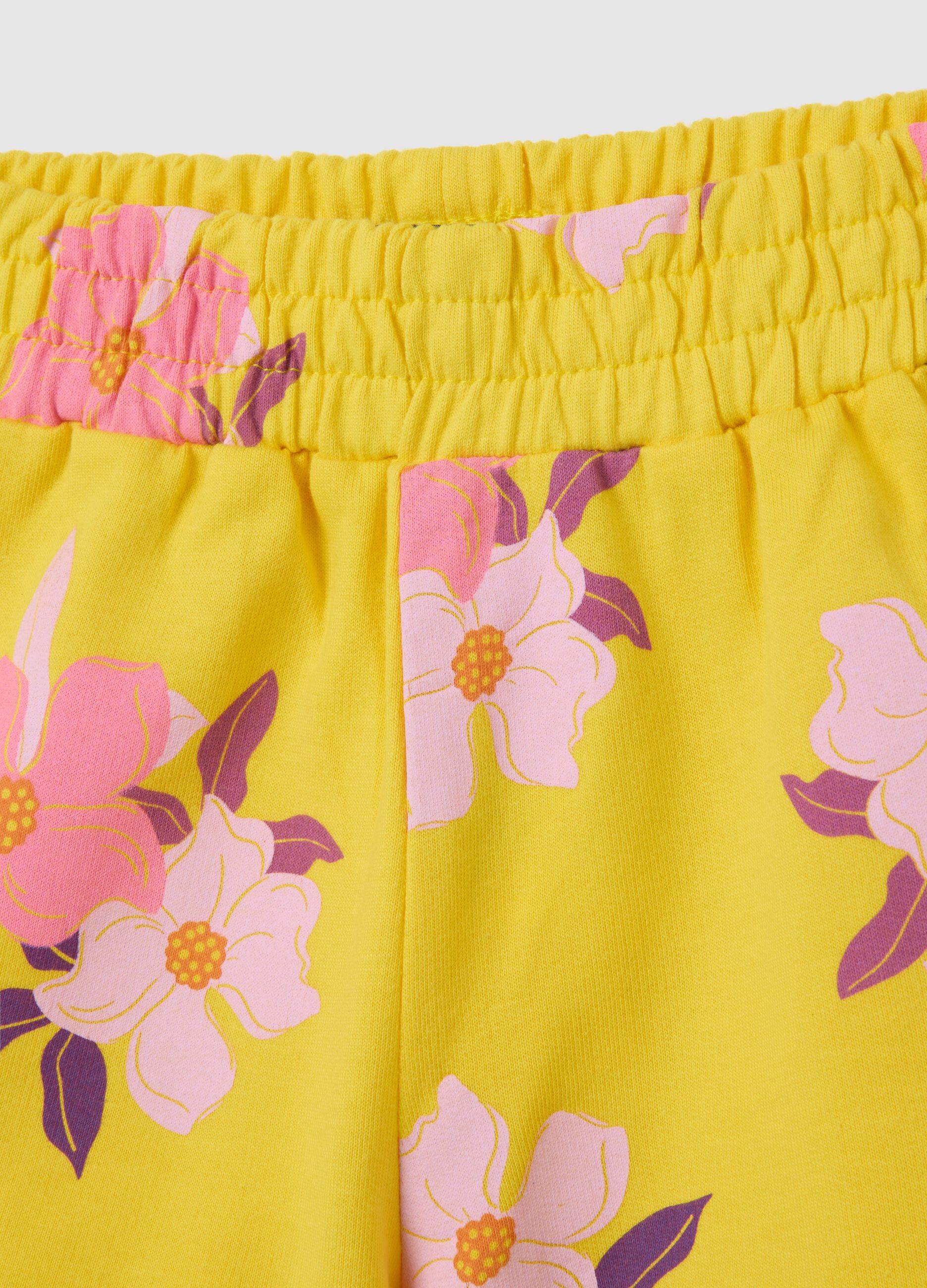 Shorts da bambina in puro cotone giallo regular fit 