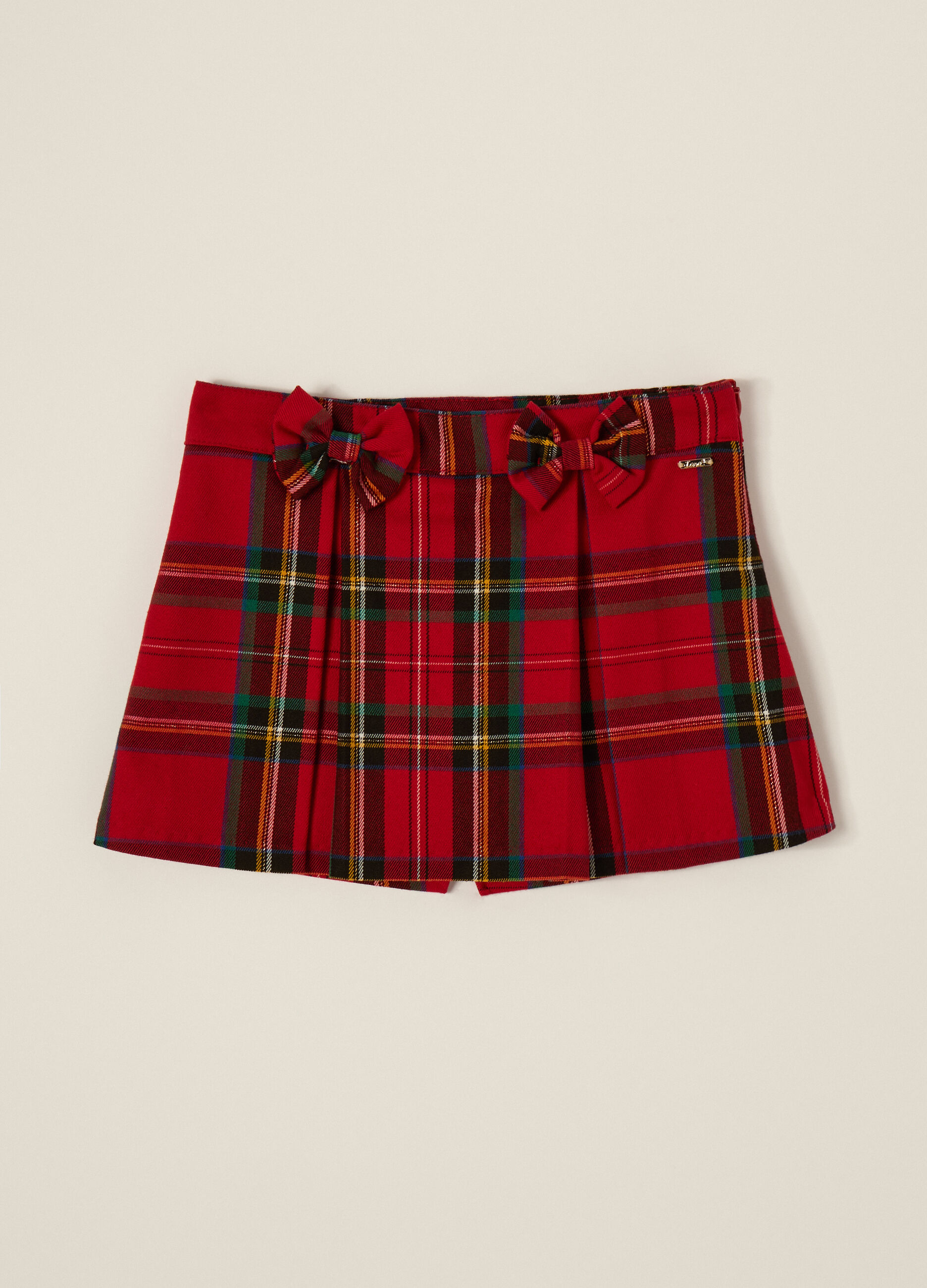 Red tartan skirt in stretch fabric