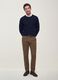 Brown slim-fit stretch cotton twill chino trousers_0