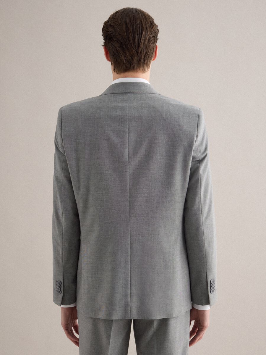 Grey Slim Fit Single Breasted Jacket_2