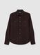 Regular fit corduroy shirt in pure brown cotton_4