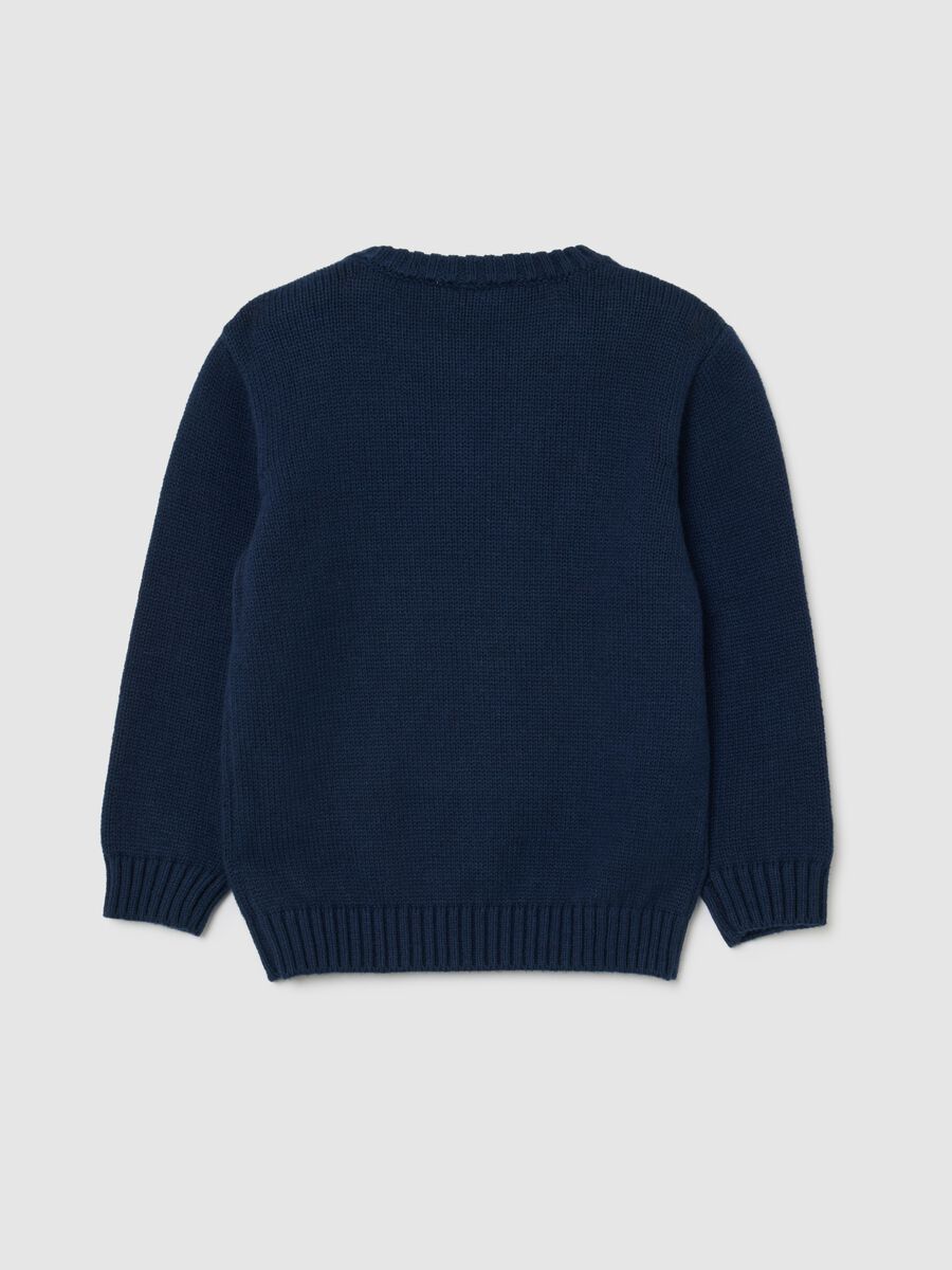 Maglione blu da bimbo in misto cotone regular fit con stampa_1