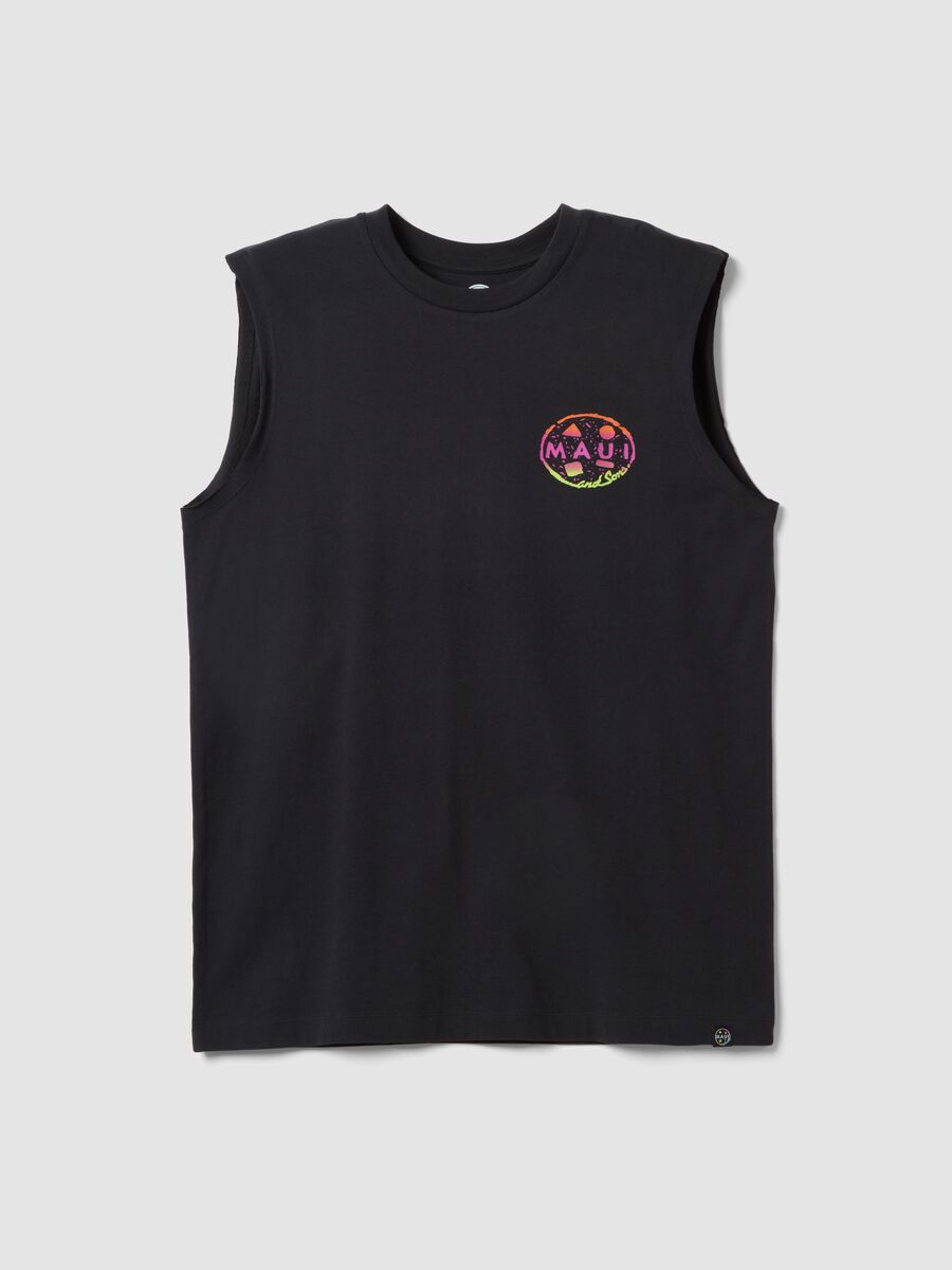 Canotta nera in puro cotone regular fit con stampa_4
