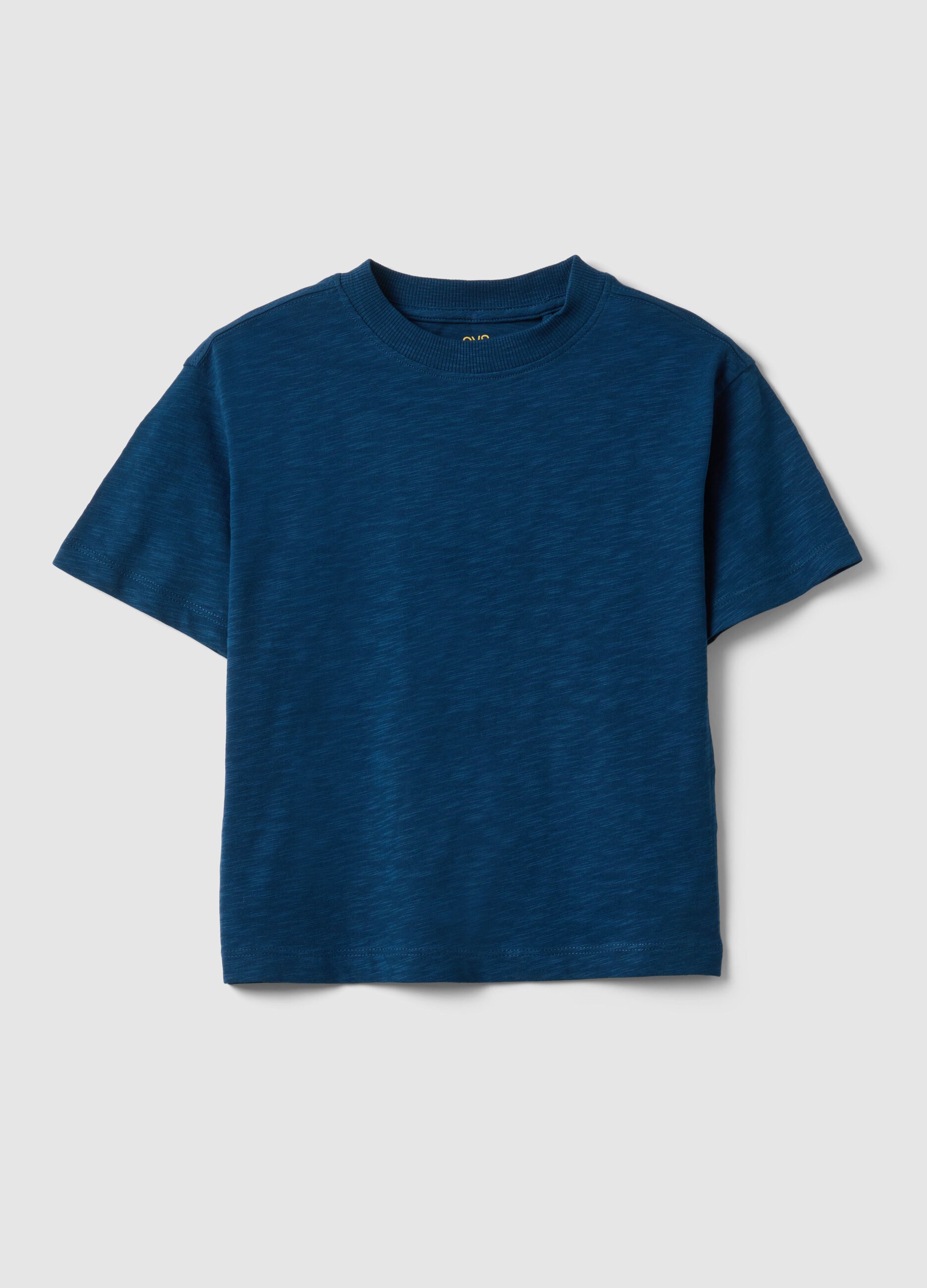Oversized fit children's blue pure cotton crew neck t-shirt