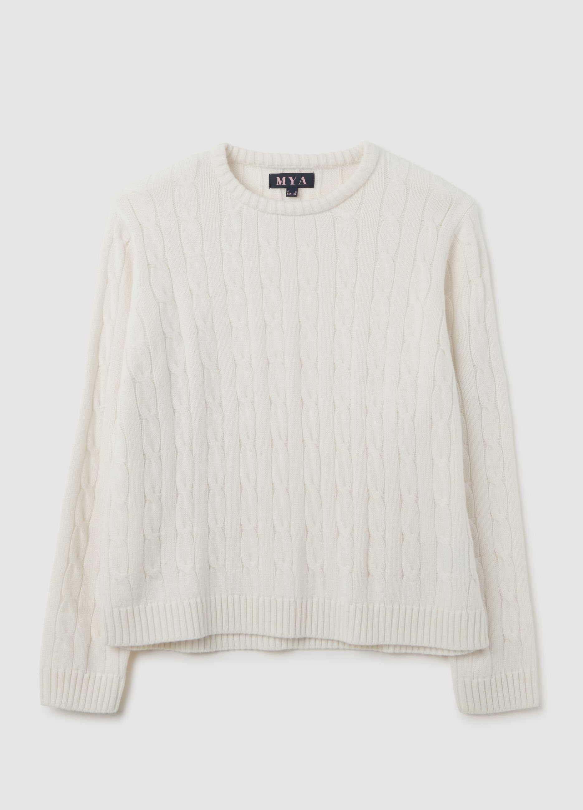Pullover bianco in misto acrilico e lana
