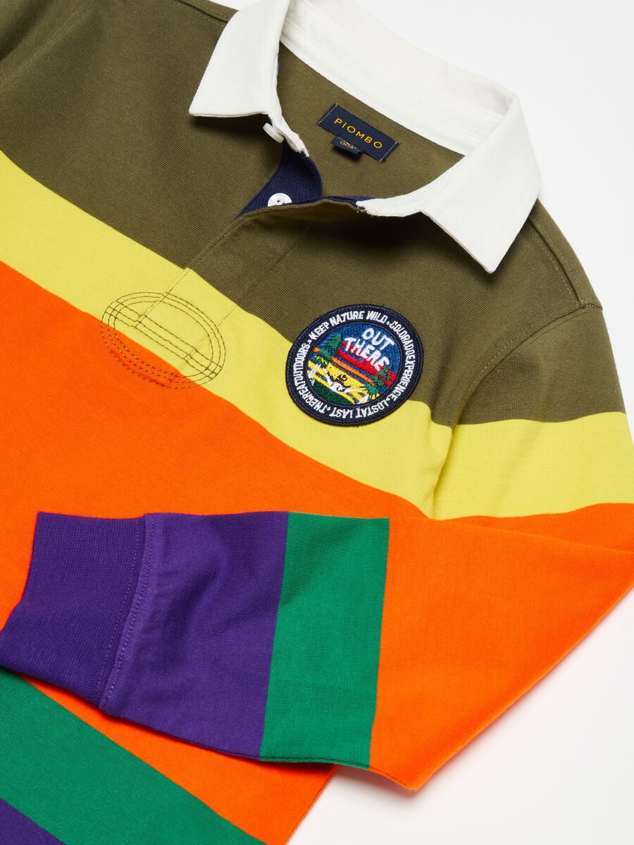 Multicoloured striped polo shirt with patch_5