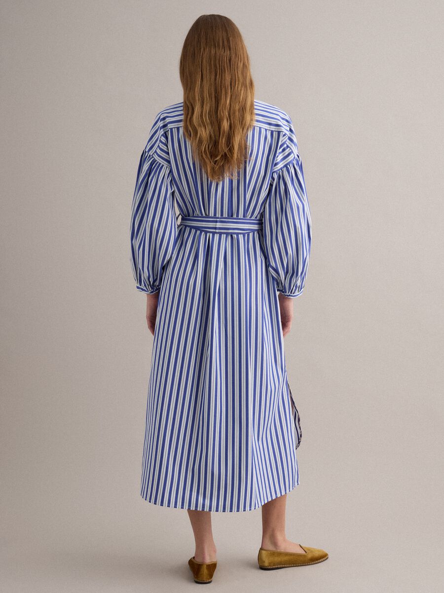 Blue striped pure cotton maxi dress_3