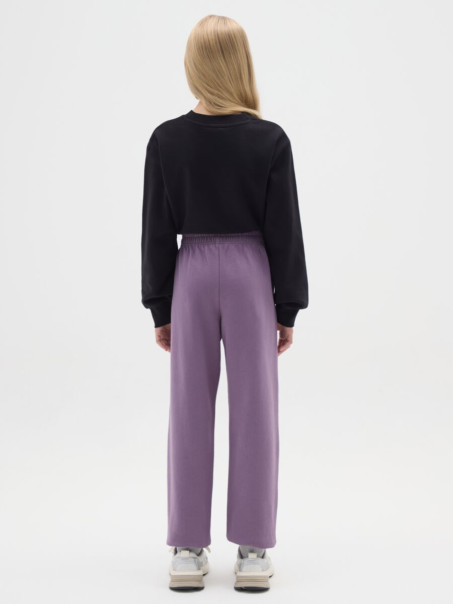 Girls' Purple Jogger Trousers in Pure Cotton with Print_1