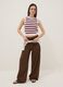 Brown Pure Cotton Wide Leg Trousers_0