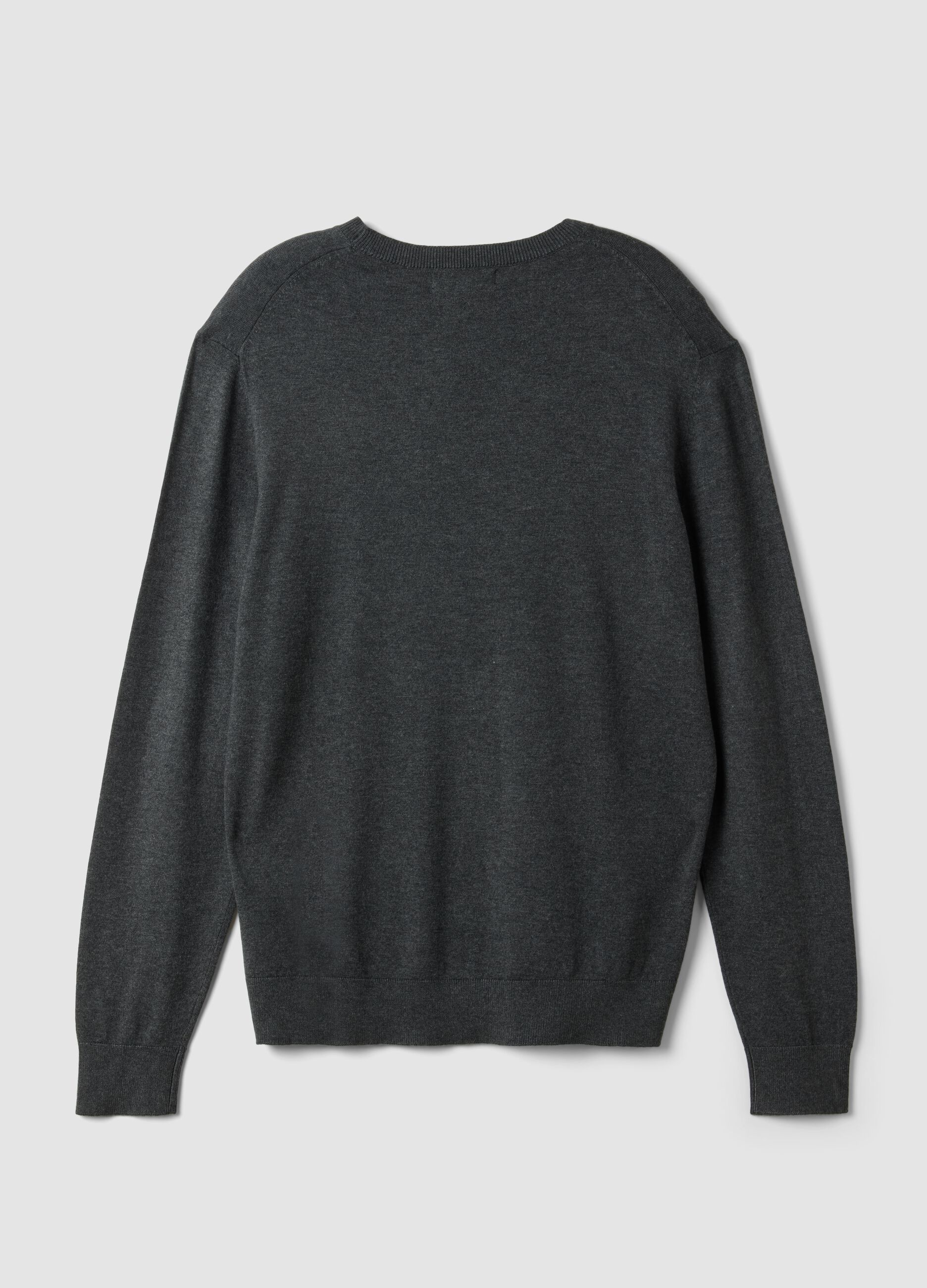 Grey crew-neck viscose-blend jumper, regular fit