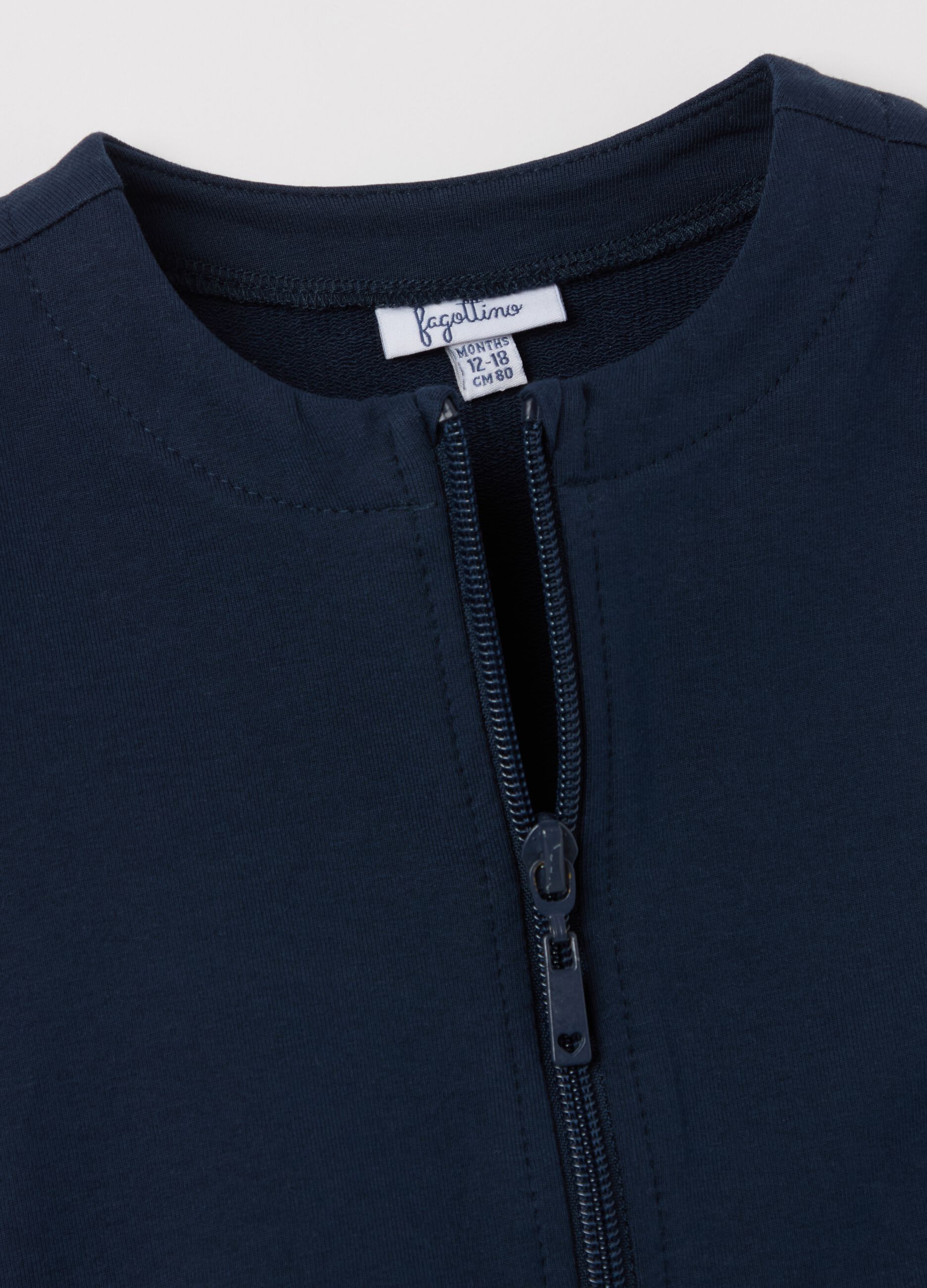 French terry full-zip sweatshirt with broderie anglaise application