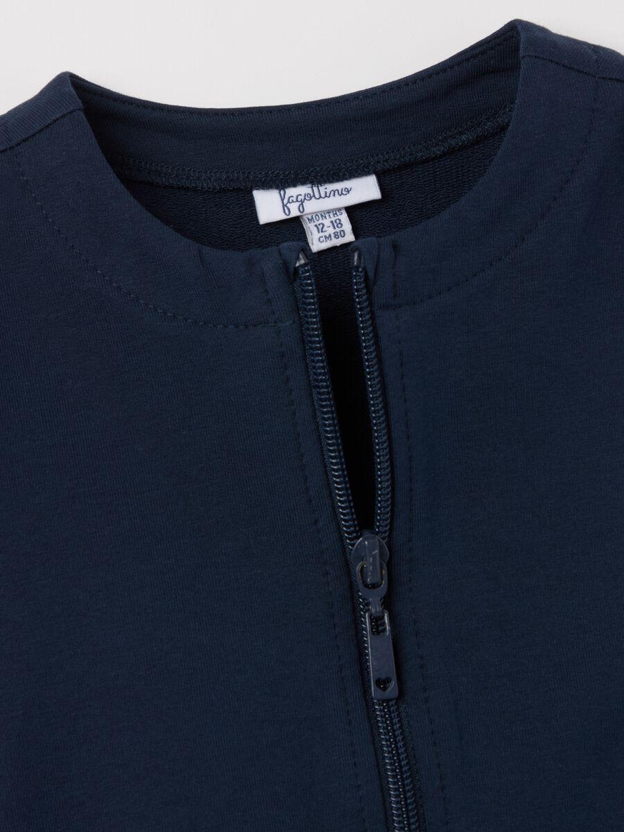 French terry full-zip sweatshirt with broderie anglaise application_2
