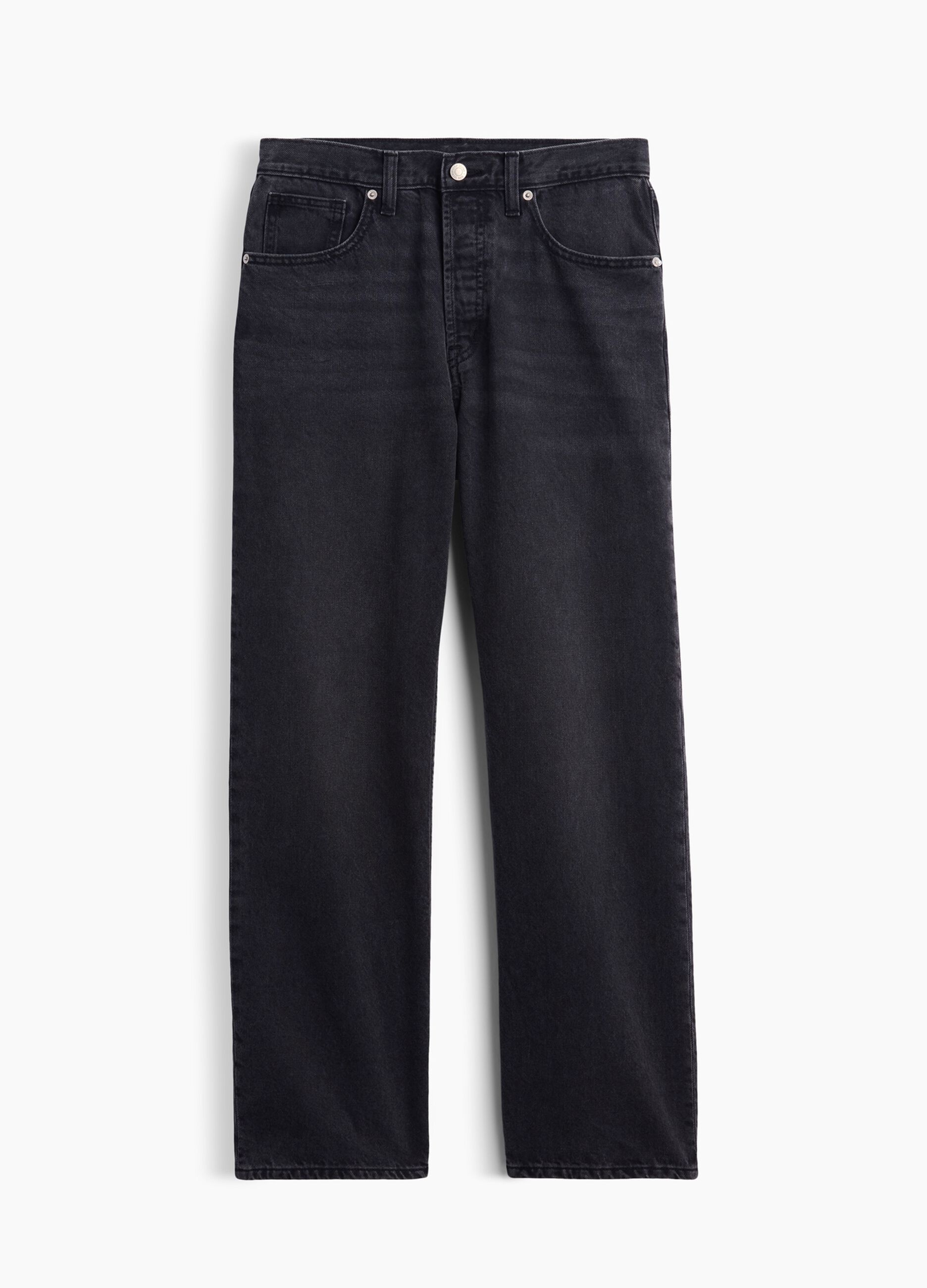 Jeans neri in puro cotone a gamba dritta over