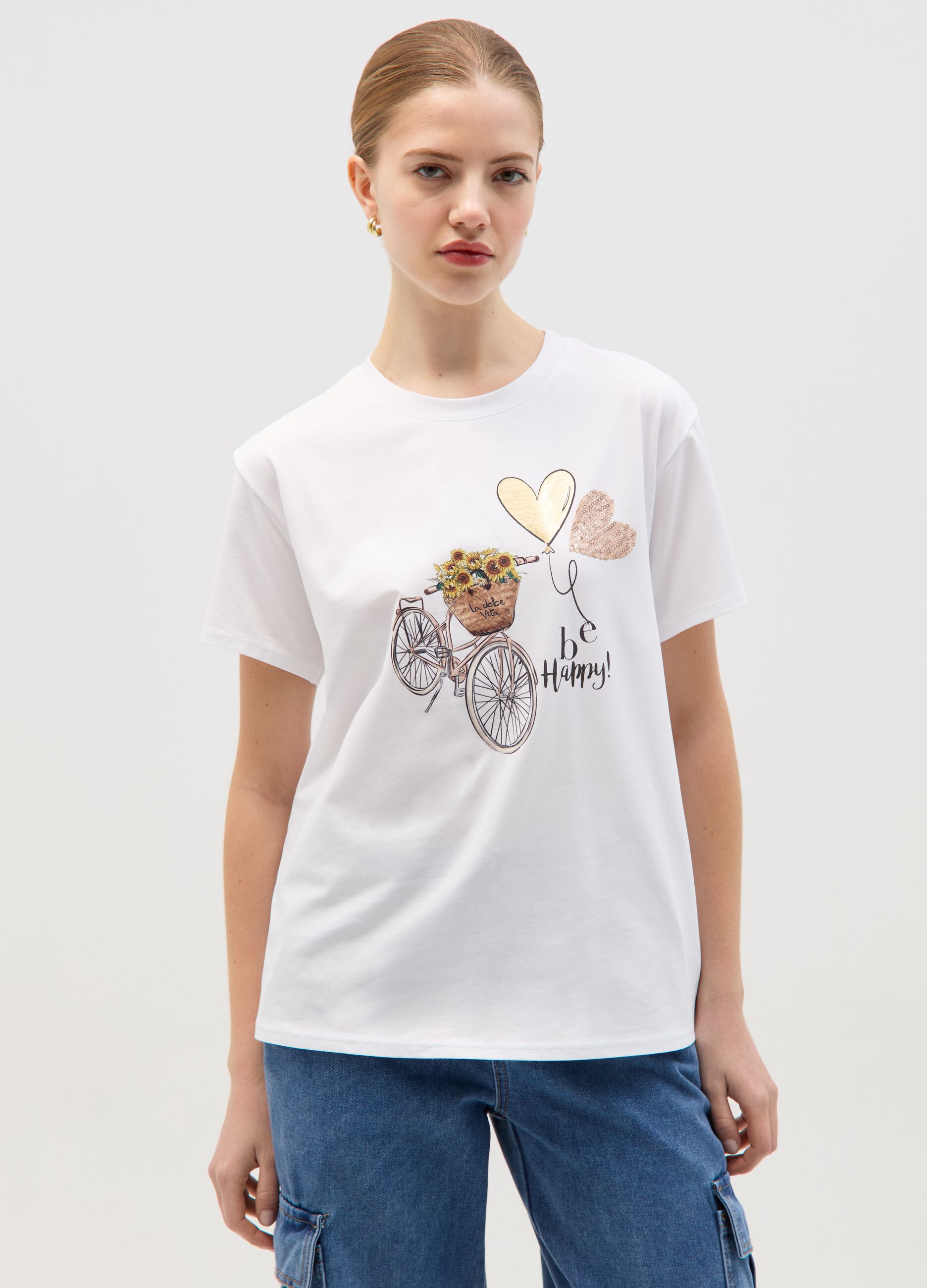 T-shirt stampa La Dolce Vita in foil
