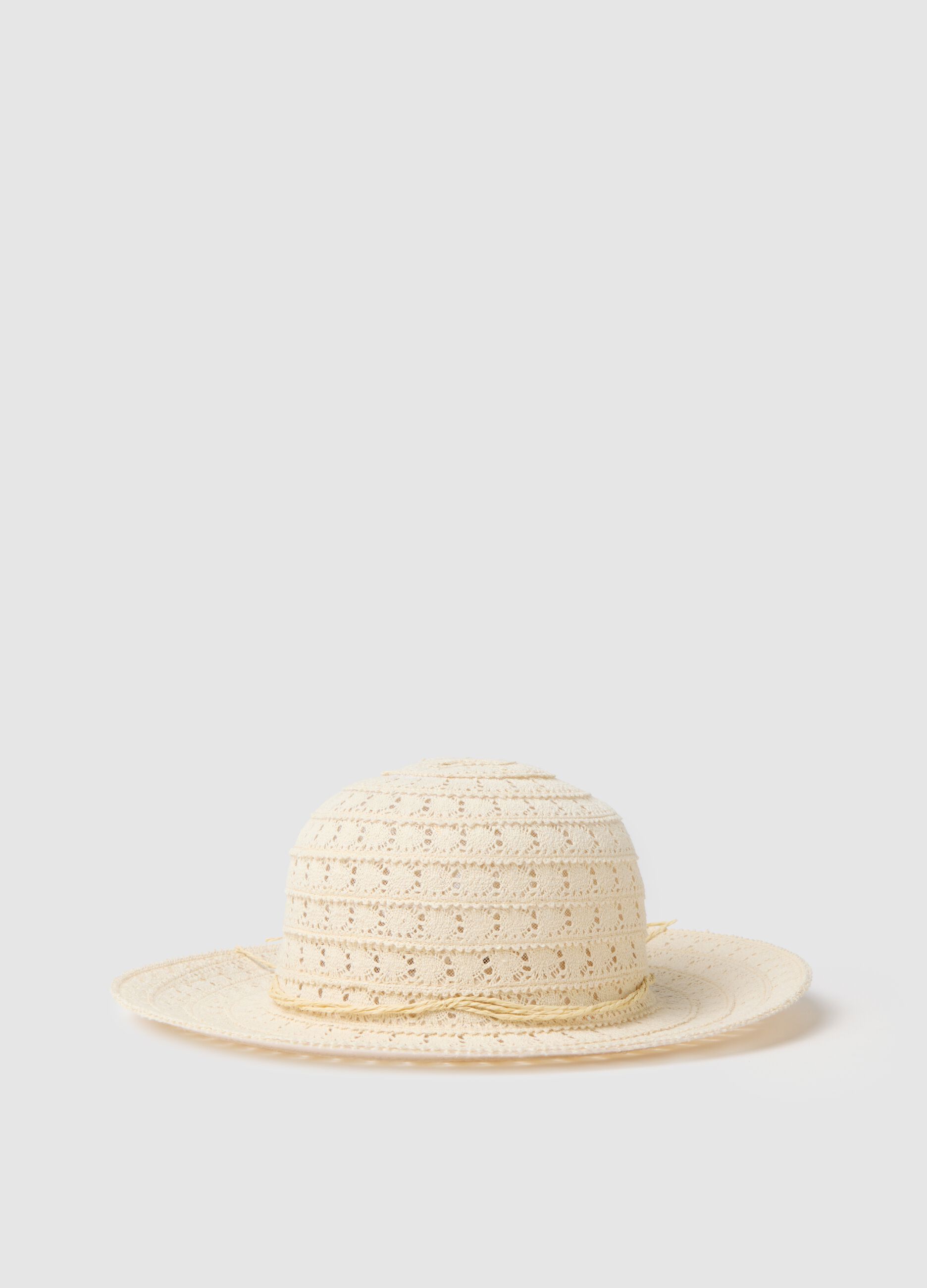 Women's beige cotton blend hat with relaxed brim