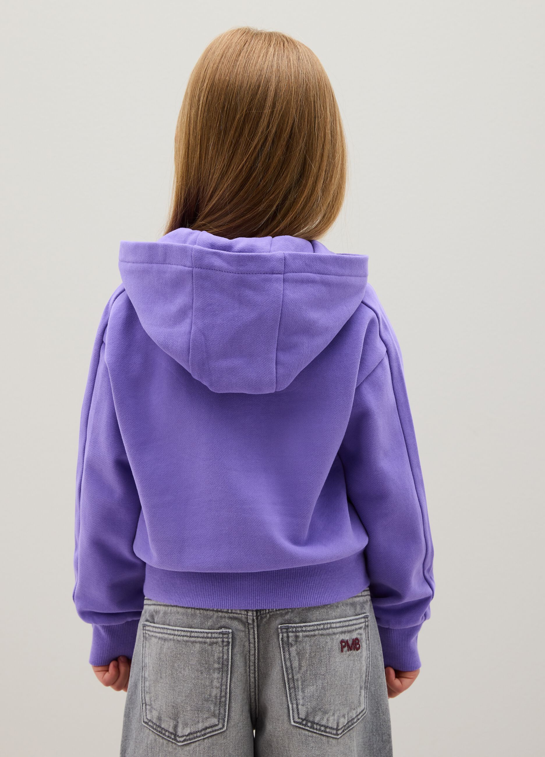 Girls' Regular Fit Purple Cotton Hoodie