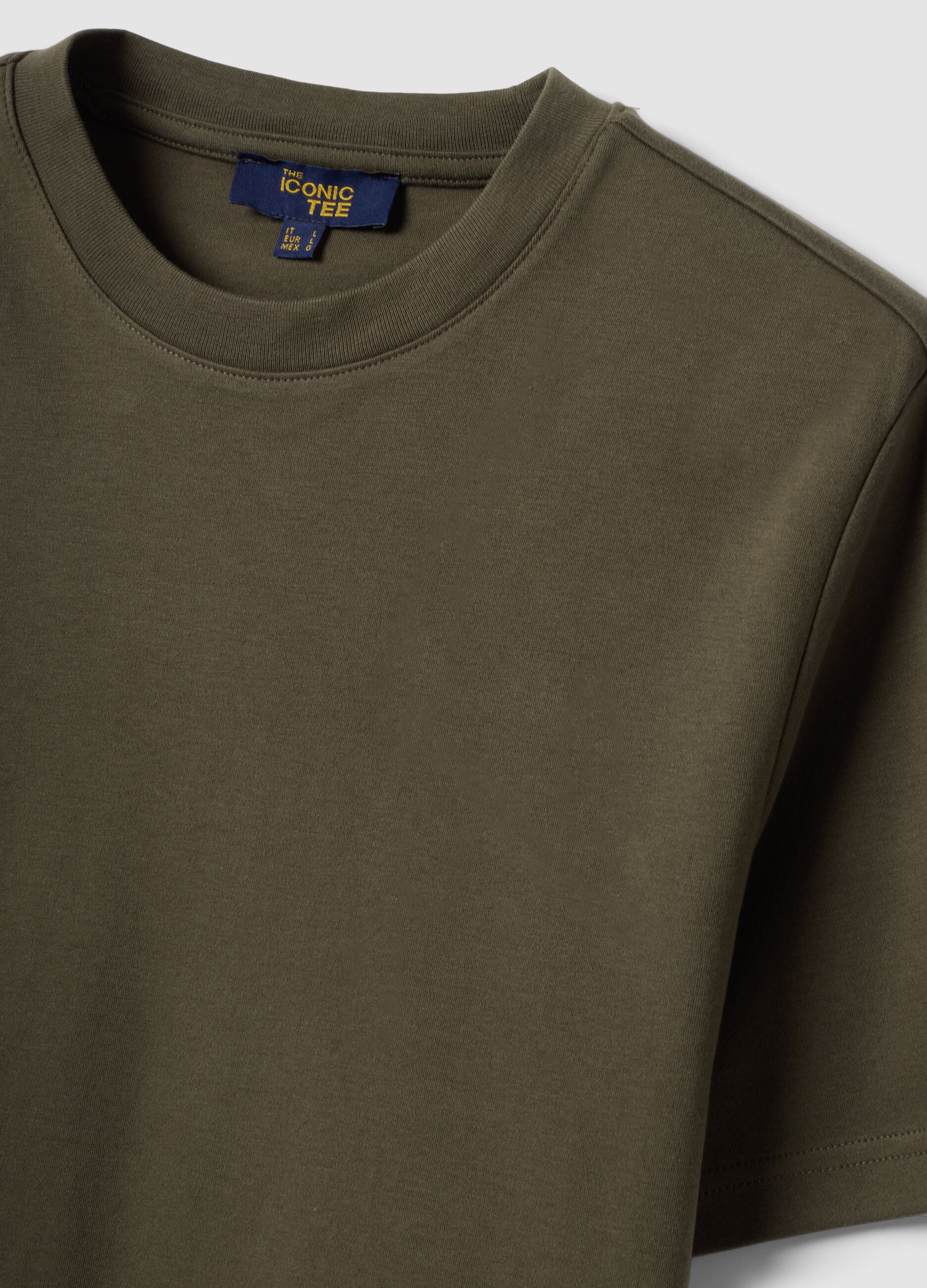 Green pure cotton short-sleeve regular-fit T-shirt