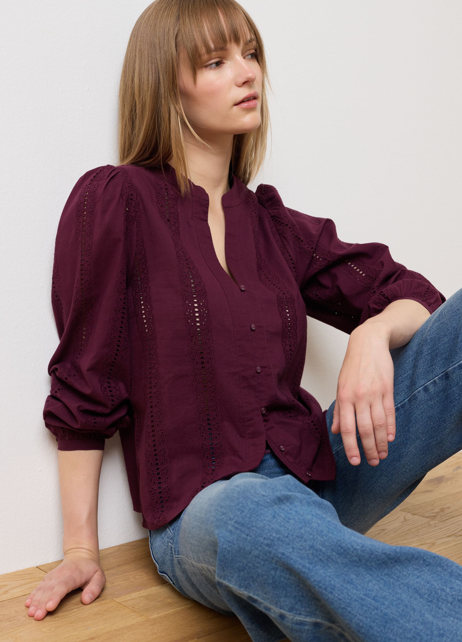 Red pure cotton regular fit shirt