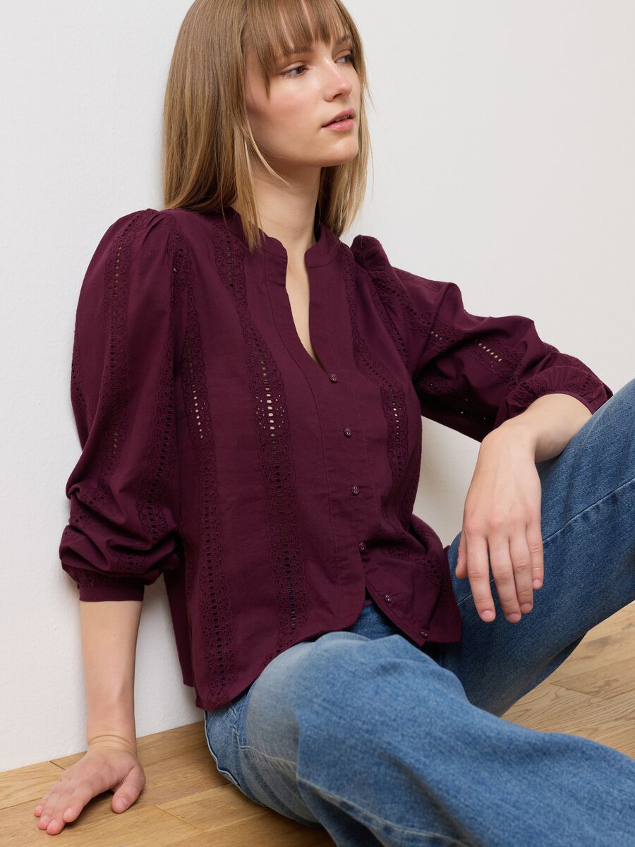 Camicia in puro cotone rosso regular fit_0