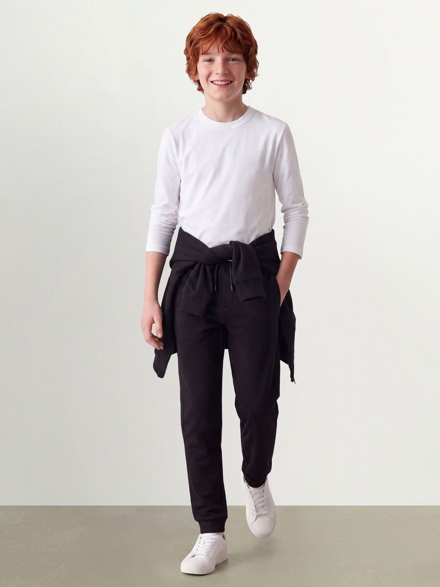 Black organic cotton jogger trousers_0