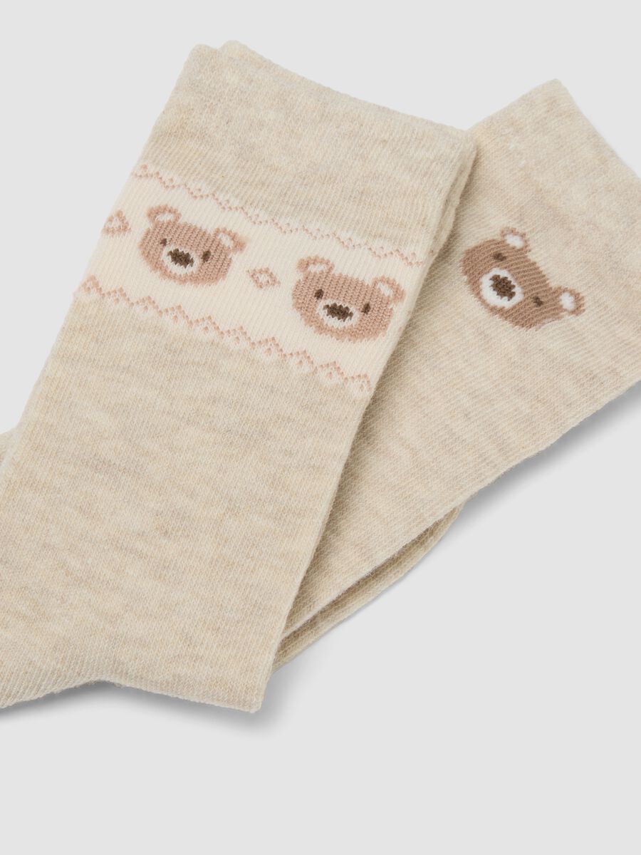 Tripack di calze lunghe beige in cotone organico elasticizzato_1