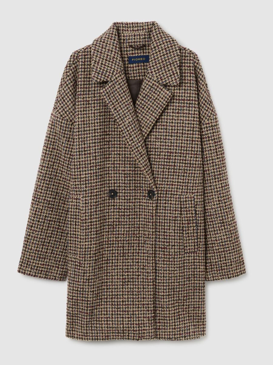 Multicolour check wool-blend oversized coat_4