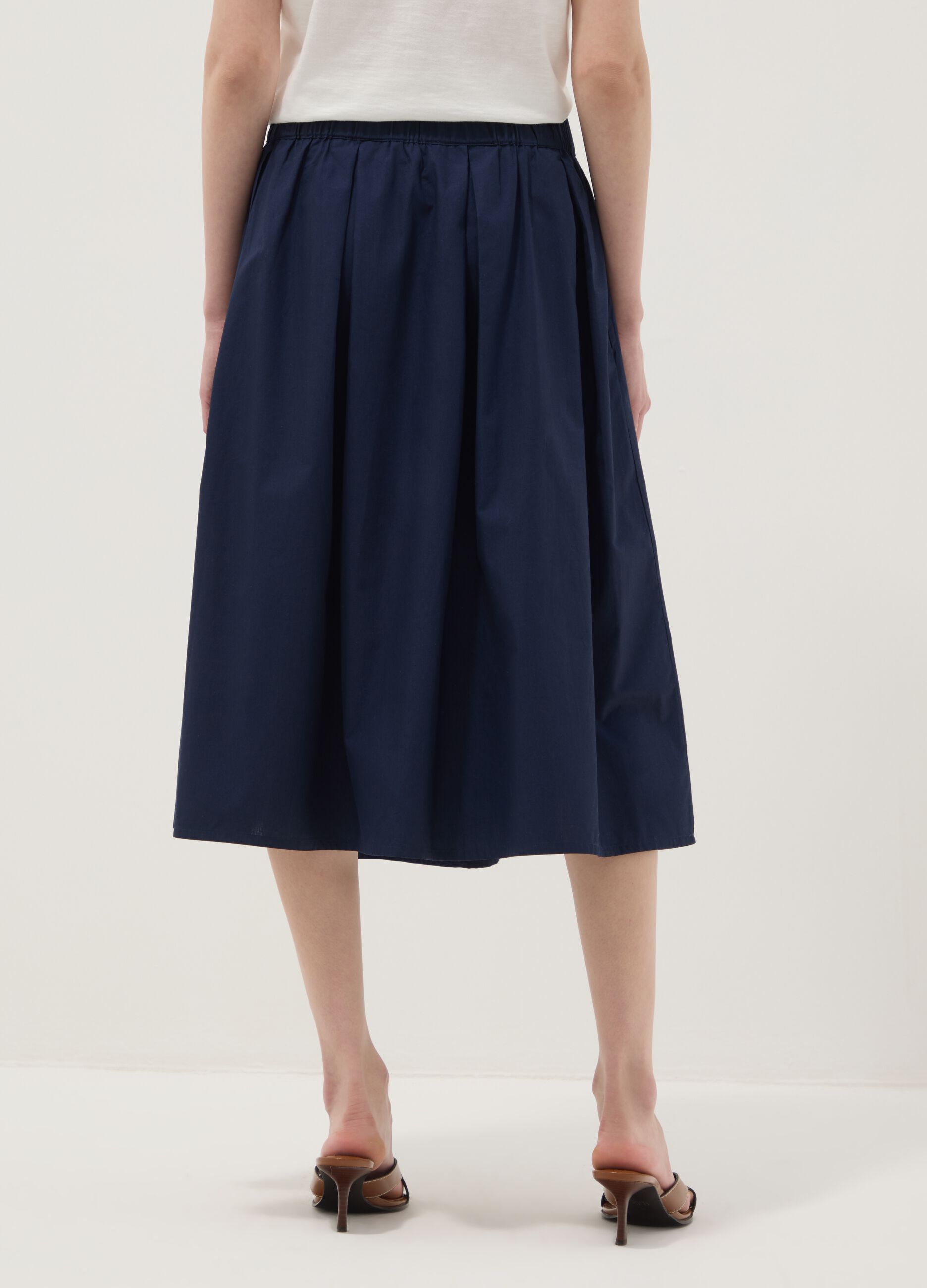 Blue pure cotton midi skirt