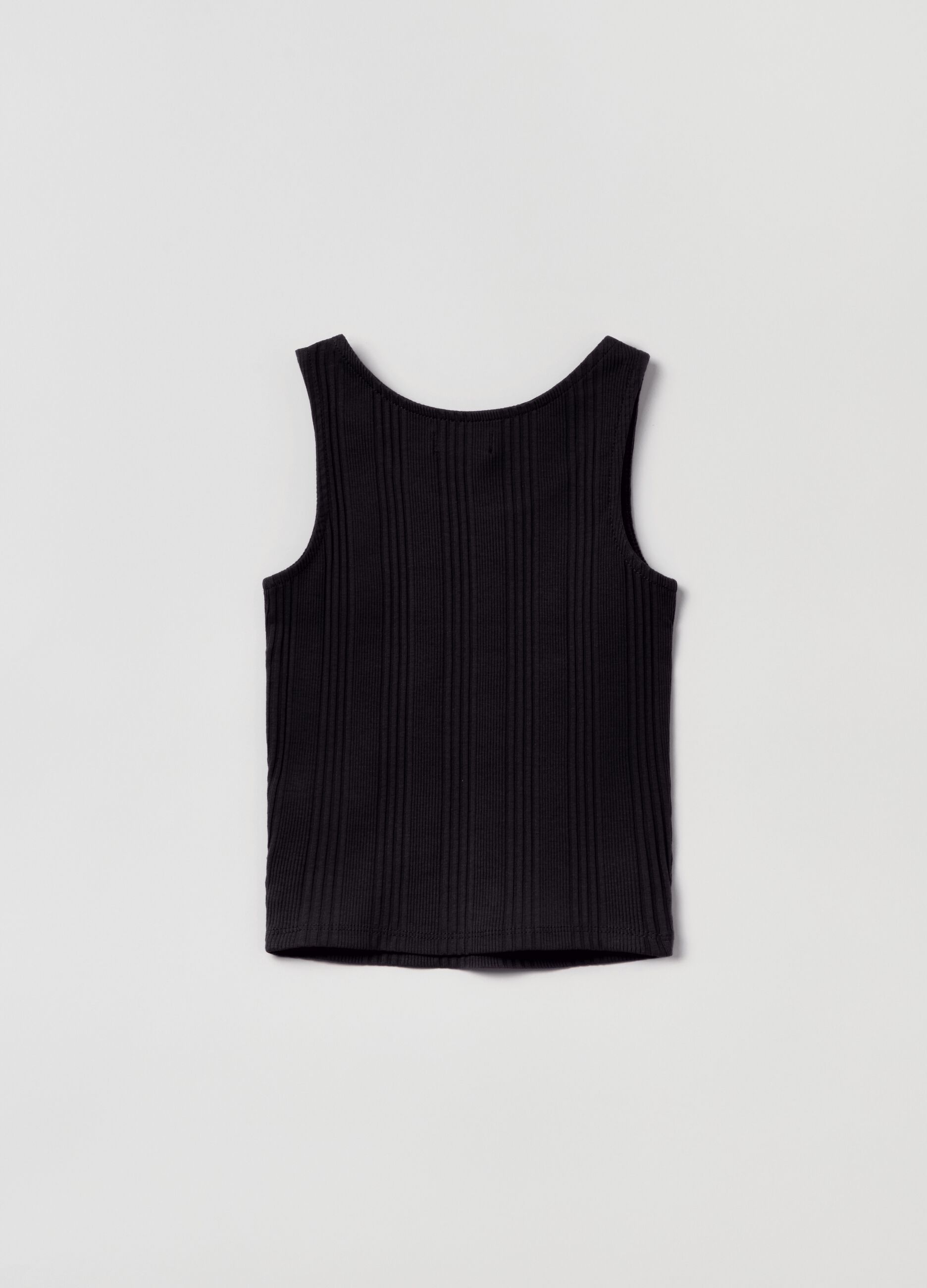 Tank top in cotone stretch a costine _1