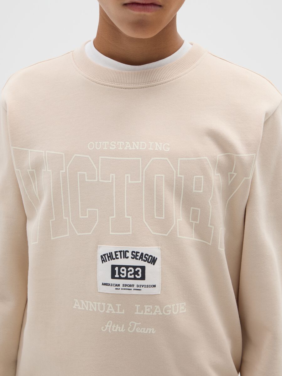 Felpa da ragazzo in puro cotone beige regular fit_2