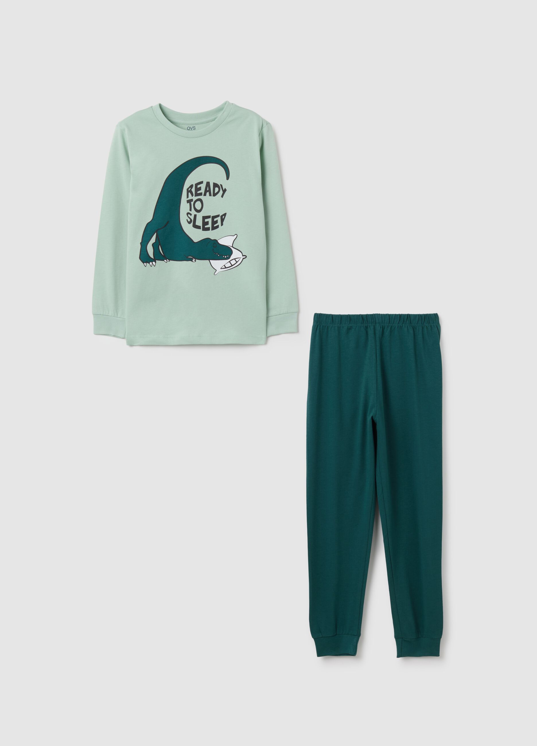 Children's green pure cotton pyjamas regular fit