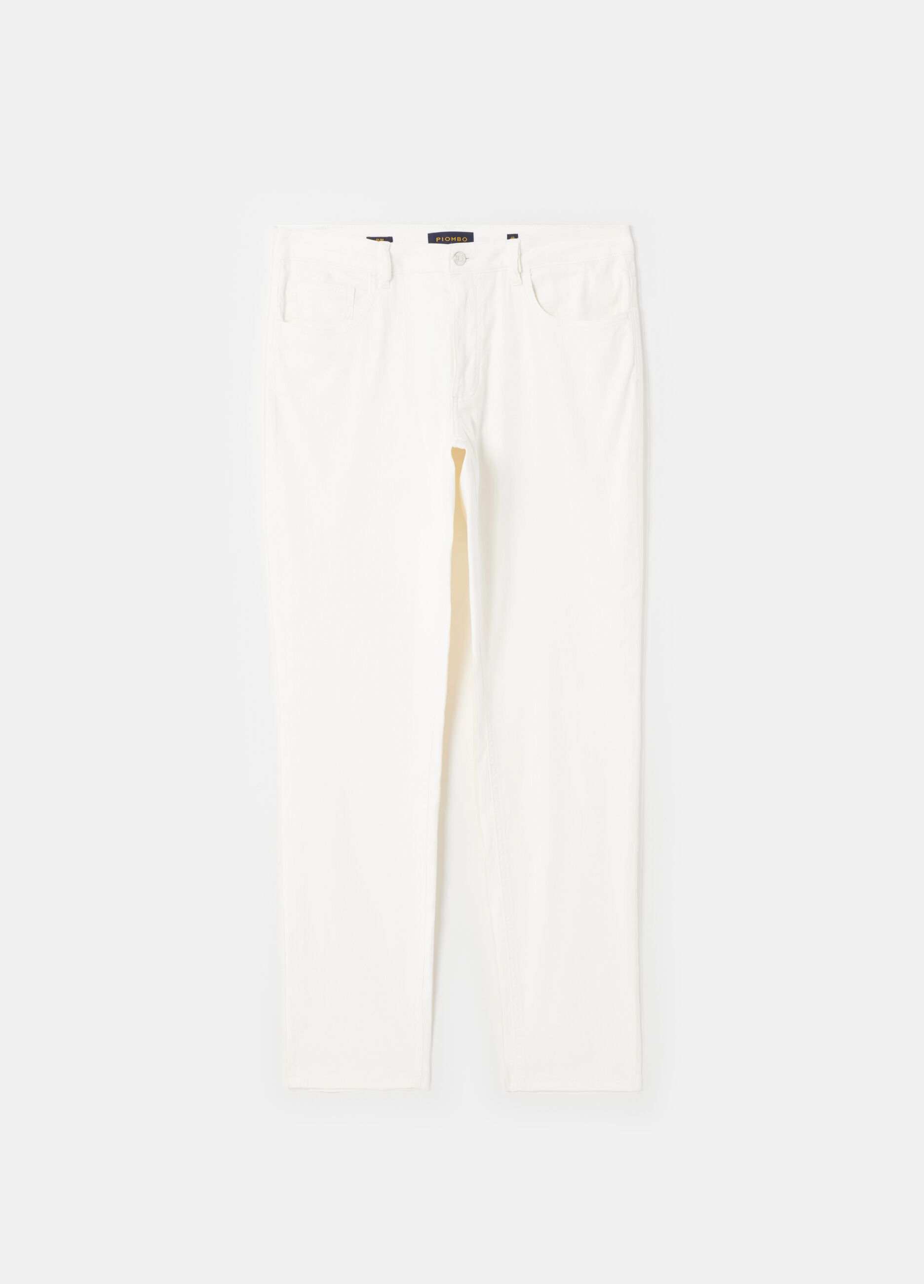 Pantaloni slim fit in lino e cotone PIOMBO
