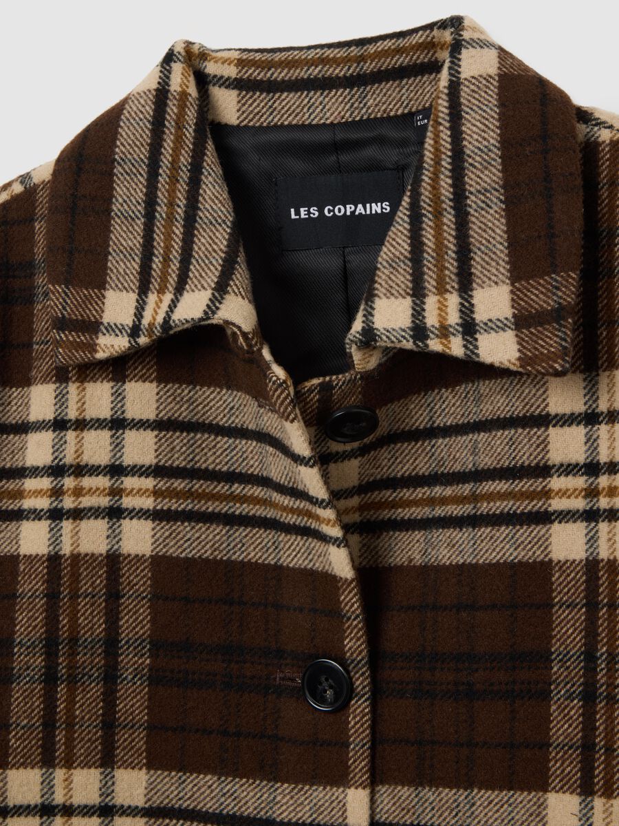 Plaid-effect brown tweed blazer_1